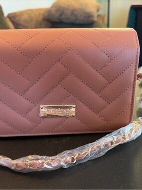 BEBE Quilted Crossbody Bag - Blush